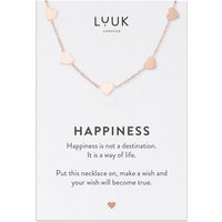 LUUK LIFESTYLE Kette mit Anhänger Herz-Plättchen, HAPPINESS Geschenkkarte, hochwertiger Edelstahl von LUUK LIFESTYLE