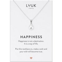 LUUK LIFESTYLE Kette mit Anhänger Perle, HAPPINESS Geschenkkarte für Frauen, Festivalschmuck von LUUK LIFESTYLE