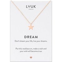 LUUK LIFESTYLE Kette mit Anhänger Stern, Geburtstagsgeschenk, trendige Damenmode, Stern Anhänger, DREAM Spruchkarte, Glücksbringer, Schmuck für Frauen, Freundin, Roségold von LUUK LIFESTYLE