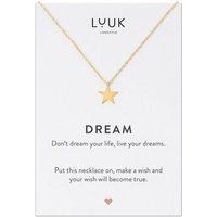 LUUK LIFESTYLE Kette mit Anhänger Stern, Glücksbringer, trendiger schmuck für den Sommer, Alltag, Astro Motiv, verstellbare Länge, Stern Anhänger und DREAM Geschenkkarte, Modeschmuck, Gold von LUUK LIFESTYLE