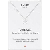 LUUK LIFESTYLE Kette mit Anhänger Stern, Stern Anhänger, DREAM Spruchkarte, Glücksbringer, Damenschmuck, Geschenkidee für Freundin, Verlobte, trendiger Look, Modetrend, Silber von LUUK LIFESTYLE