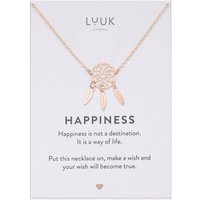 LUUK LIFESTYLE Kette mit Anhänger Traumfänger, mit Happiness Spruchkarte, filigran und modern von LUUK LIFESTYLE