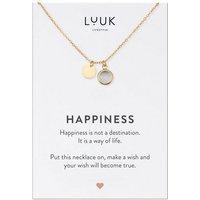 LUUK LIFESTYLE Kette mit Anhänger weißer Kristall, Glücksbringer auf Reisen, Modeaccessoire, originelle Geschenkidee für Frauen, Modetrend, layer look, Edelstahl, weißer Glaskristall Anhänger, Gold von LUUK LIFESTYLE