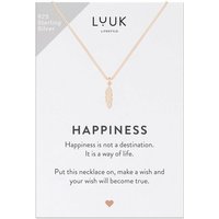 LUUK LIFESTYLE Silberkette Feder, Modetrend für Frauen, Feder Anhänger und HAPPINESS Karte, Glücksbringer im Boho Stil für Reisen und Prüfungen, 925er Sterlingsilber, eleganter und schlichter Look, Rosé von LUUK LIFESTYLE