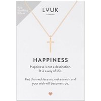 LUUK LIFESTYLE Silberkette Kreuz, mit Kreuz Anhänger, 925er Sterlingsilber und HAPPINESS Geschenkkarte, christliches religiöses Symbol, Kruzifix, Geschenk für Tochter zur Kommunion, Taufe, Roségold von LUUK LIFESTYLE