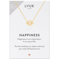 LUUK LIFESTYLE Silberkette Lotus, 925er Sterlingsilber mit Lotusblütenanhänger, HAPPINESS Geschenkkarte, Schmuck mit asiatischem Zen-Muster für sie, Geschenkidee für Freundin, Verlobte, Geburtstag, Gold von LUUK LIFESTYLE