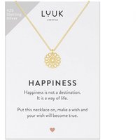 LUUK LIFESTYLE Silberkette Mandala, Mandala Anhänger und Kette aus 925er Sterlingsilber mit HAPPINESS Spruchkarte, Trendschmuck für Frauen und Teenager, Modegeschenk zum Valentinstag, Geburtstag, Boho Motiv, Gold von LUUK LIFESTYLE