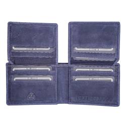 LUXE LEVIOSA Herren-Geldbörse aus echtem Leder, 2 Ausweisfenster, großes Fassungsvermögen, RFID-blockierend, genarbtes echtes Leder, Crazy Horse, Marineblau, (11.5X2X9.5)cm, von LUXE LEVIOSA