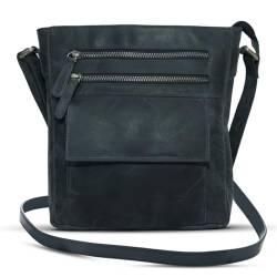 LUXE LEVIOSA Umhängetasche aus echtem Leder für Damen, mittlere Umhängetasche, Schultertasche und Cross-Over-Handtaschen mit Metallriemen, Schwarz, (26x5.5x24)cm von LUXE LEVIOSA