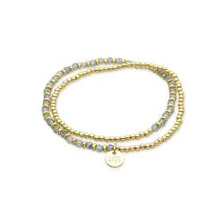 LUXENTER Armband aus blauem Kristall, 18 Karat Gelbgold - Zira, Einheitsgröße, Messing, Cristal von LUXENTER