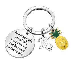 LUXYSODE - Pineapple Gifts Initiale Charm Schlüsselanhänger – Be a Pineapple Schlüsselanhänger Geschenke für Frauen und Männer, K, L von LUXYSODE