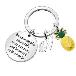 LUXYSODE - Pineapple Gifts Initiale Charm Schlüsselanhänger – Be a Pineapple Schlüsselanhänger Geschenke für Frauen und Männer, W, L, Charm-Anhänger von LUXYSODE