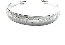 LUbrel Silberarmband, Armbänder for Damen, Damen-Armband aus 925er Sterlingsilber, Vintage-Manschettenarmreif, handgeschnitzt, buddhistisches Sanskrit-Armband, Damen-Silberschmuck von LUbrel