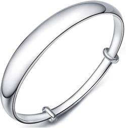 LUbrel Silberarmband, Armbänder for Damen, Damen-Armband aus 925er-Sterlingsilber, handpoliert, verstellbarer Armreif, Damen-Silberschmuck von LUbrel