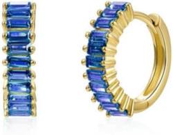 Stud earrings for women,Earrings 18K Gold Plated Dark Blue Zircon Hoop Earrings 925 Sterling Silver Circle Piercing Huggie Earring-style 3,Gold von LUbrel