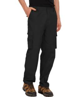 LVCBL Cargohose Herren Baumwolle Outdoorhose mit Multi Taschen Schwarz L von LVCBL