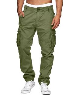 LVCBL Cargohose Herren Jogginghose Baumwolle Trainingshose Freizeithose Sporthose Männer LäSsige Jogger Hose Pants Armee Grün 2XL von LVCBL