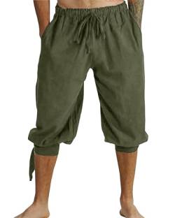 LVCBL Herren Einfarbig Klassische Shorts Elastische Taille Sommer Armee Grün L von LVCBL