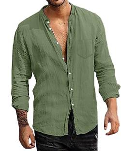 LVCBL Herren Freizeithemd Shirts Hemd mit Brusttaschen Leicht Shirts für Männer Armeegrün 2XL von LVCBL