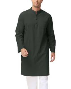 LVCBL Herren Kaftan Thobe Muslim Lang Leinen Robe Herren Jubba Thobe Dunkelgrau 3XL von LVCBL