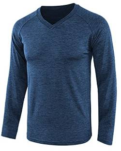 LVCBL Herren Langarmshirts Regular Fit Stretchanteilen Einfarbige Bluse Top 01 Dunkelblau XL von LVCBL