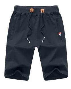 LVCBL Herren-Shorts, lässig, Sommer, Sport-Shorts, Baumwolle, mit elastischem Bundtaschen, Größe M-3XL, navy, 56 von LVCBL