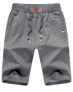 LVCBL Herren Sports Shorts Jogginghose Sommer Baumwolle Freizeithose mit Taschen Grau XL von LVCBL