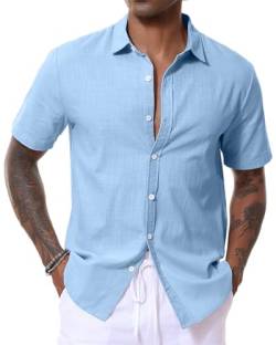 LVCBL Plus Size Kurzarm-Shirt Herren Freizeithemd Freizeithemd Zu Hause Blau 3XL von LVCBL