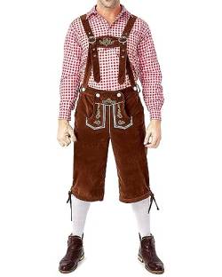 LVCBL Trachten Lederhose Herren Trachtenlederhose Trachtenhosen mit Träge Bayerische Oktoberfest Outfit Hellbraun M von LVCBL