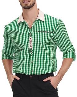 LVCBL Trachtenhemd Herren Regular Fit Modern Outfit Oktoberfest Hemd Langarm Freizeit Trachten Hemden für Männer von LVCBL
