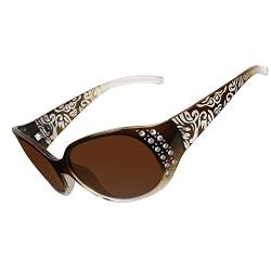LVIOE Groß Sonnenbrille Damen Polarisiert Schwarz, Klassisch Vintage Sonnenbrille Große gläser mit UV400 Schutz von LVIOE