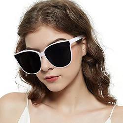 LVIOE Polarisierte Sonnebrille Damen Katzenauge Rahmen, Groß Verspiegelte Sonnenbrille UV400-Schutz von LVIOE