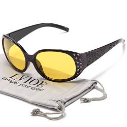 VIOE Nachtsichtbrille mit polarisierter gelber Linse für Frauen Nachtfahrbrille für Regen/Nebel/Wolkenschutz von LVIOE