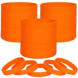 LVNRIDS 100 Stück Silikon Armbänder, Sport Party Gummi Elastic Armband gummiarmbänder für Teenager Erwachsener Orange von LVNRIDS