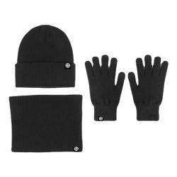 Damen Mütze, Schal und Handschuhe Set Winter | Stricken Sie einen warmen Beanie-Mützen-Schal,Thermo-Strickmütze, weiche warme Handschuhe, Schal zum Skifahren, Wandern, Rodeln, Camping, Reisen, Lvtfco von LVTFCO