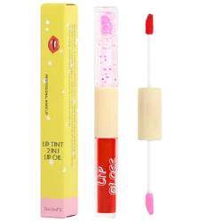 Double-End-Lippenstift | Feuchtigkeitsspendendes Lipgloss-Öl mit zwei Enden - Wasserdichter Lippenstift mit Spiegeleffekt für Frauen, Glasspiegel, leuchtender Lippenfleck, Lvtfco von LVTFCO