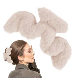 Fuzzy Claw Clip | Plüsch-Haarspange in Wellenform | Große Haarspangen für dickes langes Haar, Haarschmuck für Frauen und Mädchen, niedliche Haarspangen für den täglichen Gebrauch Lvtfco von LVTFCO