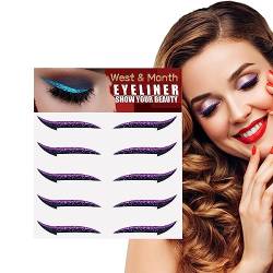 Glitzer-Eyeliner zum Aufkleben | Sparkle Instant Selbstklebende Eyeliner-Schablone 5 Paar | Aufkleber-Eyeliner mit Glanzeffekt, Make-up-Eyeliner-Aufkleber für Frauen und Mädchen Lvtfco von LVTFCO