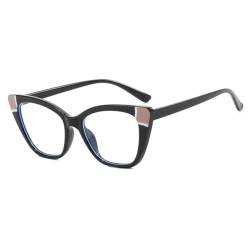LVTFCO Cat-Eye-Patchwork-Brillenfassungen für Damen, modische Lesebrille mit klaren Gläsern, trendige Lesebrille, schwarz, Einheitsgröße von LVTFCO