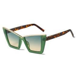 LVTFCO Modische Cat-Eye-Sonnenbrille für Damen und Herren, Vintage-Luxus-Cat-Eye-Brille, Damen-Sonnenbrille, UV400, trendige Sonnenbrille, Leopardengrün, Einheitsgröße von LVTFCO