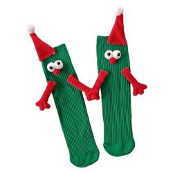 Magnetische Socken, die Hände halten | Hand in Hand Socken Freundschaftssocken,Weihnachts-Mid-Tube-Socken Neuheit 3D-Puppenpaar-Socken Socken, die Hände halten Lvtfco von LVTFCO