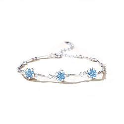 LVUNZJCA Damenarmband Blumen-Armband der Frauen weiblicher Platin-blauer Zirkon kleines frisches Armband für Geburtstag, Hochzeit (Farbe : White gold, Size : 15+4cm) von LVUNZJCA