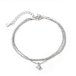 LVUNZJCA Damenarmband Doppelschicht-Armband for Damen Silbernes Armband for Damen für Geburtstag, Hochzeit von LVUNZJCA