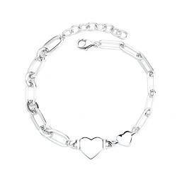 LVUNZJCA Damenarmband S925 Sterling Silber All-Match-Armband mit einfachen Liebesnähten für Geburtstag, Hochzeit von LVUNZJCA