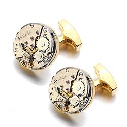 Manschettenknöpfe für Herren Manschettenknöpfe Uhrwerk Herren Manschettenknopf Vintage Uhrenbewegungsform (Farbe : Gold, Size : 17.5x17.5mm) von LVUNZJCA
