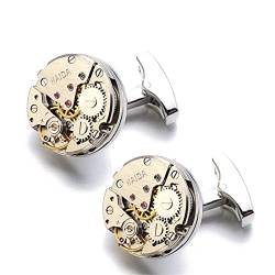 Manschettenknöpfe für Herren Manschettenknöpfe Uhrwerk Herren Manschettenknopf Vintage Uhrenbewegungsform (Farbe : Silver, Size : 17.5x17.5mm) von LVUNZJCA