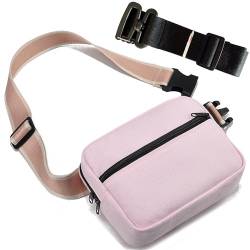 LVYOUME Kleine Umhängetasche mit 2-Wege-Reißverschluss und mehreren Schultergurten, Hüfttasche für Damen und Herren, mehrere Positionen, C1-pink von LVYOUME