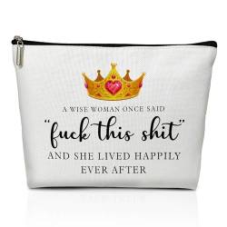 LWBEO Make-up-Tasche für Frauen, Geschenk für Kollegen, Chef, Mutter, Ehefrau, Tochter, Freunde, Besties, Kosmetiktasche, Reise-Kulturbeutel, A Wise Woman Once Said F This 22 von LWBEO