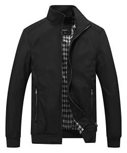 LWJBHSH Jacke Herren Sommer Übergangsjacke Leicht Für Business Freizeit Sportjacke Bomberjacke (Color : Black, Size : 7XL) von LWJBHSH