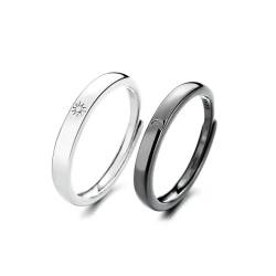 LWXLP Mode Einfacher Paar Ring Versilbert Sonne Mond Verstellbarer Offener Ring Schmuck Für Frauen Männer Hochzeitstag Geschenke von LWXLP